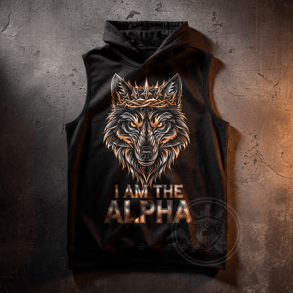 Generated lifestyle image for "Alpha Energy" Sleeveless Hoodie — Crown Alpha