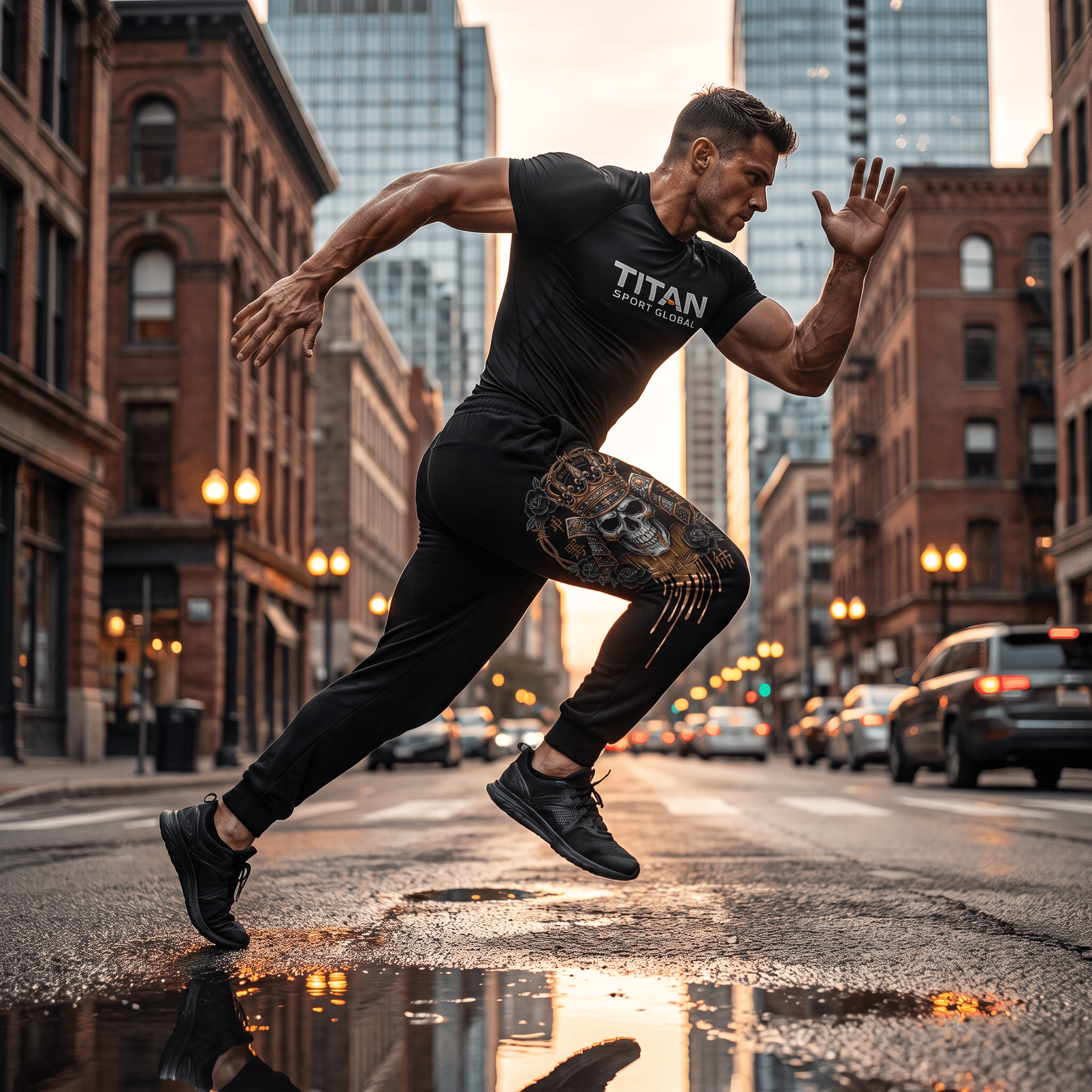 Generated lifestyle image for Samurai Crown Warrior Joggers — TITAN Crown Edition