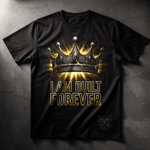 Generated lifestyle image for "Built to Last" Heavyweight Tee — Eternal Crown