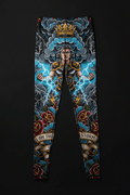 Titan Sport leggings with “I Am The Storm” graphic, featuring a warrior, crown, lightning, and roses.
