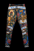 Titan Sport joggers with "I Win or I Learn" text, featuring neo-traditional tattoo art of gladiators, trophies, and roses.
