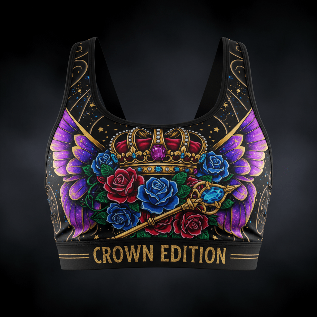 Daughter Of The King Women's Sports Bra — TITAN Crown Edition tattoo artwork