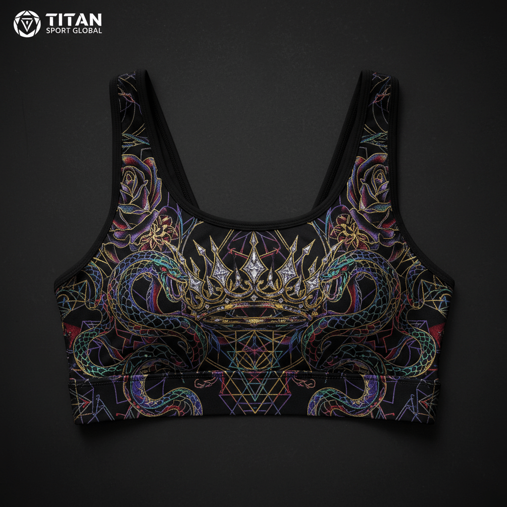 TITAN Crown Edition Obsidian Crown Sports Bra — Black & Rainbow Gold ultimate edition