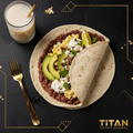 TITAN Honduran Baleada Power Breakfast Wrap flat lay dark luxury
