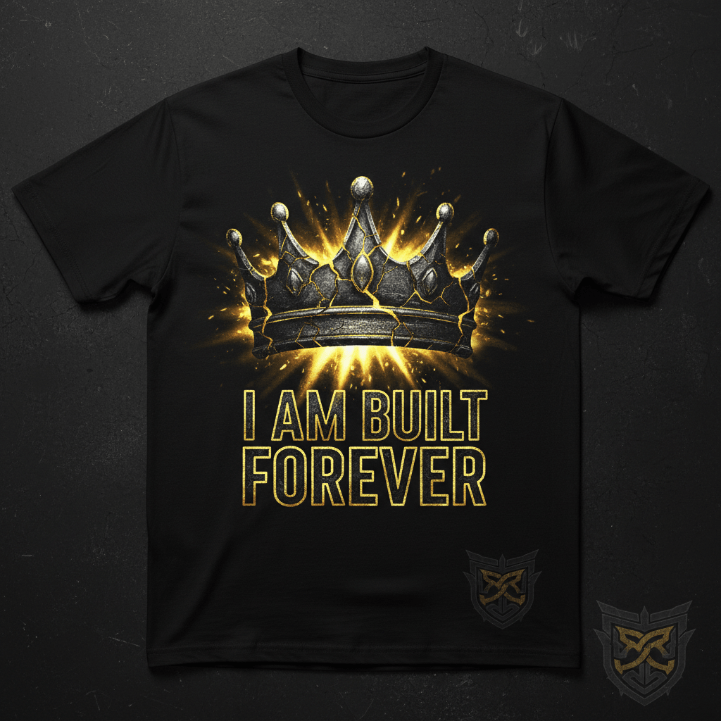 TITAN Built to Last Heavyweight Tee Eternal Crown obsidian black gold foil cracked stone warrior streetwear
