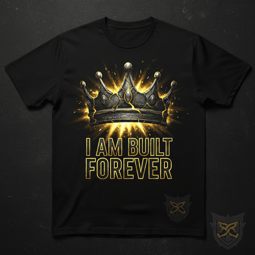 TITAN Built to Last Heavyweight Tee Eternal Crown obsidian black gold foil cracked stone warrior streetwear