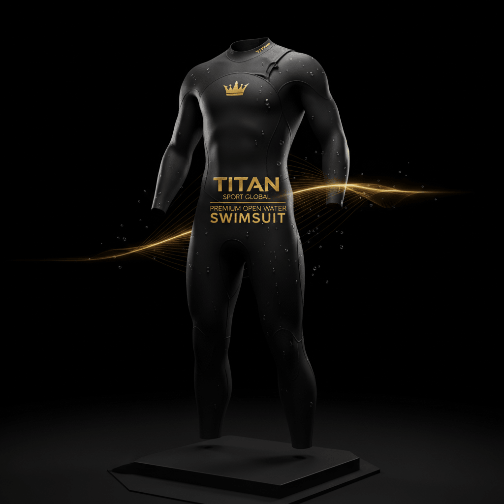 TITAN Open Water Wetsuit Blackout Crown — matte black with gold crown logo