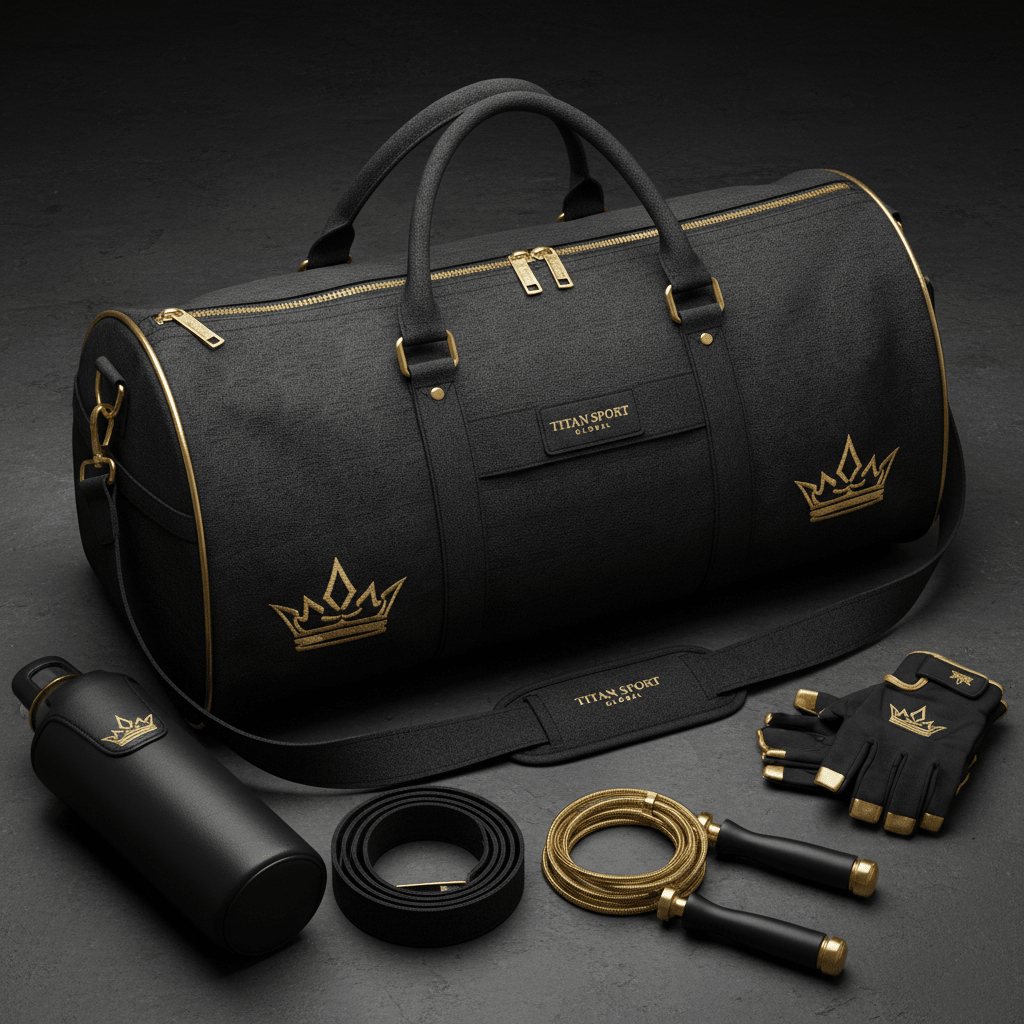 TITAN Midnight Black Crown Luxury Gym Duffle Bag