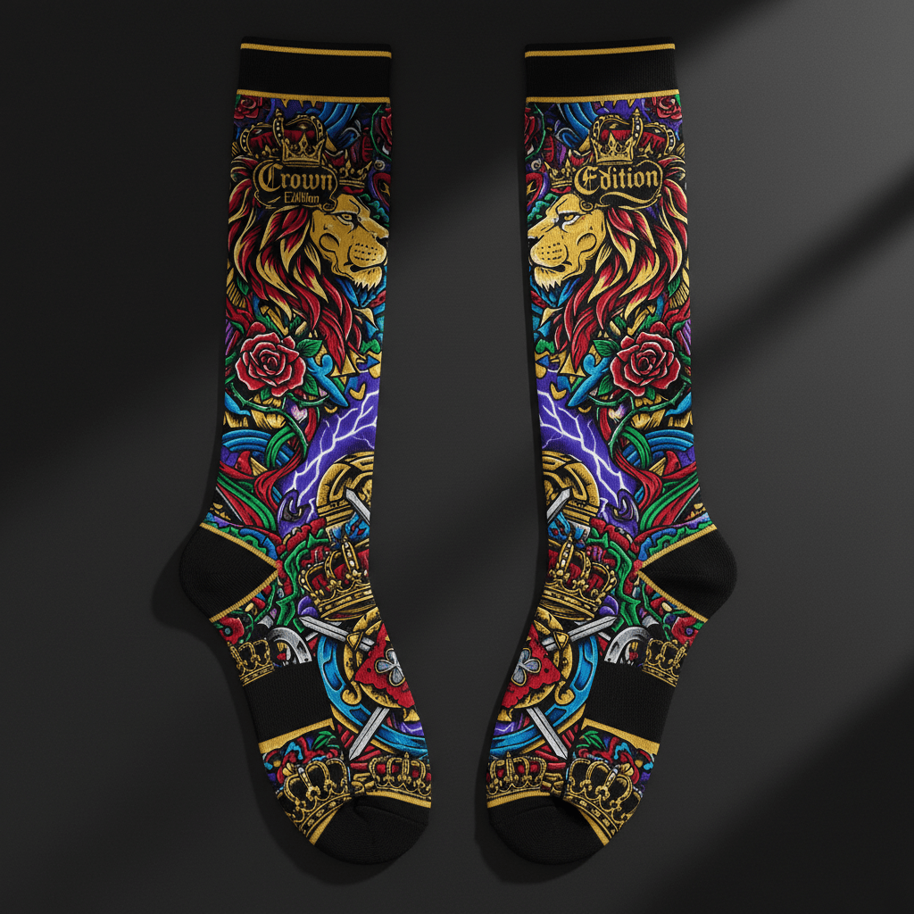 TITAN Crown Edition Tattoo Art Knee-High Compression Socks