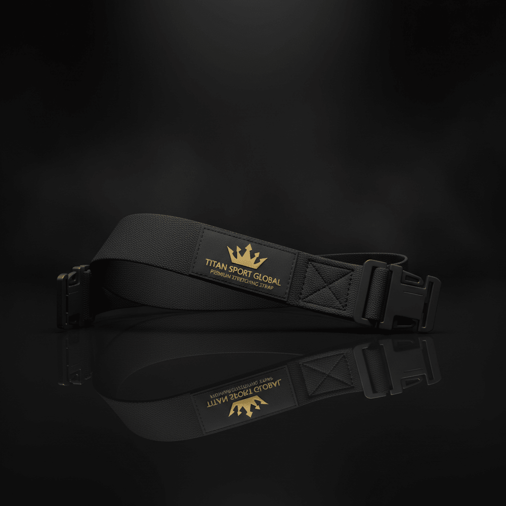 TITAN Stretching Strap Blackout Crown — matte black with gold crown logo