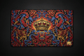 TITAN Printed Mousepad — Oversized XL with bold tattoo-style crown artwork in crimson and royal blue