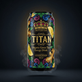 TITAN Organic Green Tea Energy Drink — Lemon Ginger, Crown Edition tattoo-style artwork