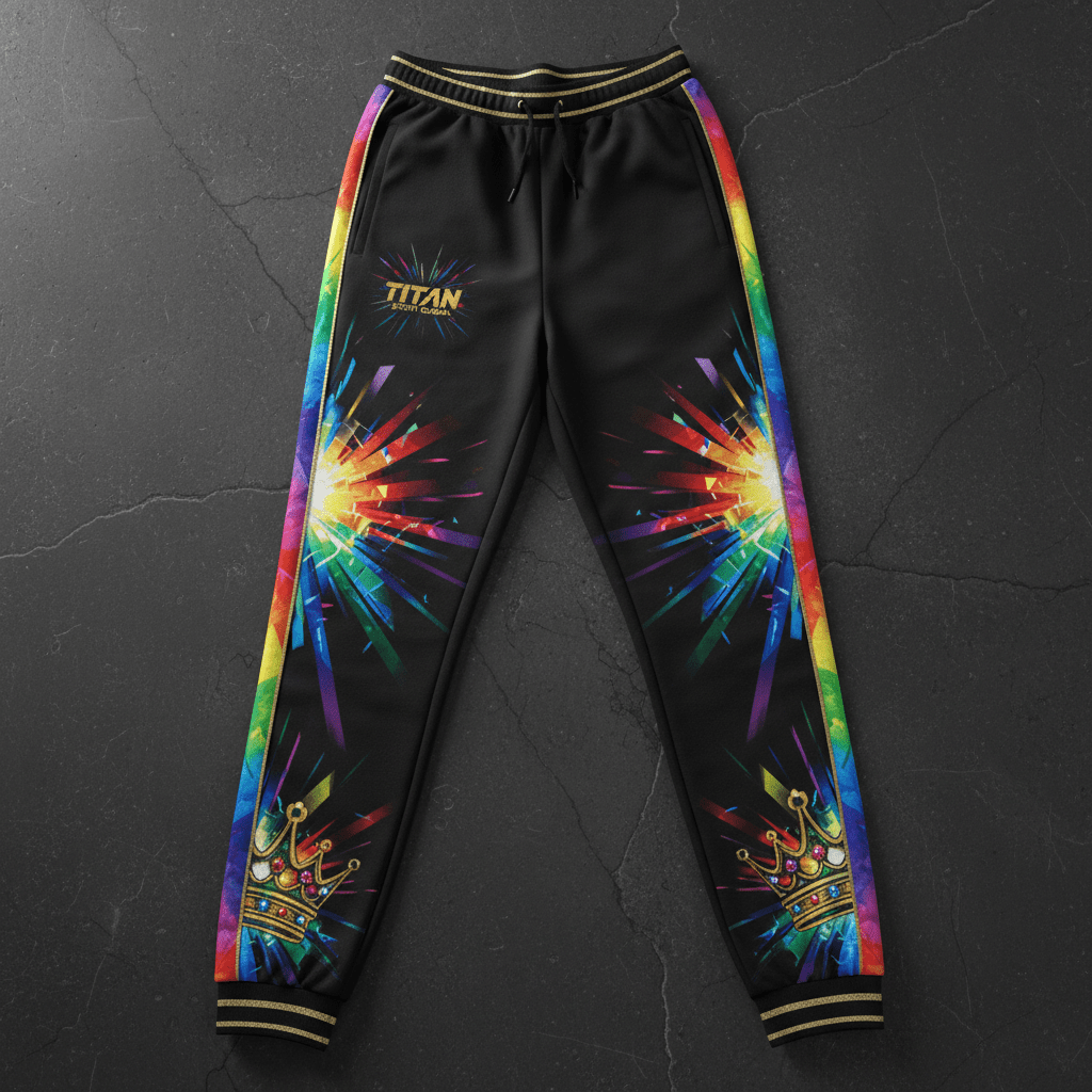 TITAN Women's Rainbow Crown Joggers flat lay
