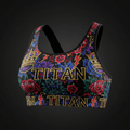 TITAN All-Over Print Sports Bra — Crown Edition bold edge-to-edge sublimation print