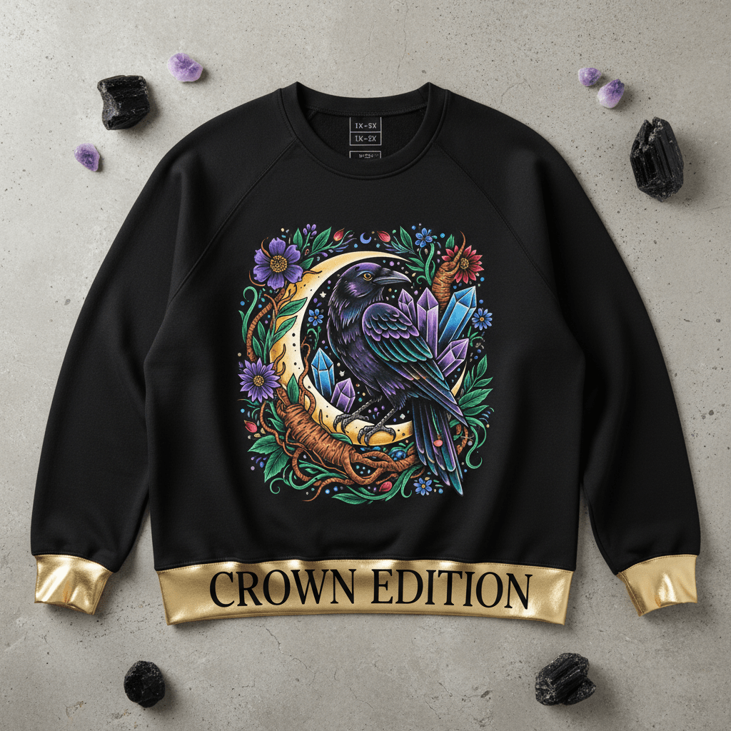 TITAN Plus Women's Raven Moon Crystal Crewneck — Inclusive Crown Edition