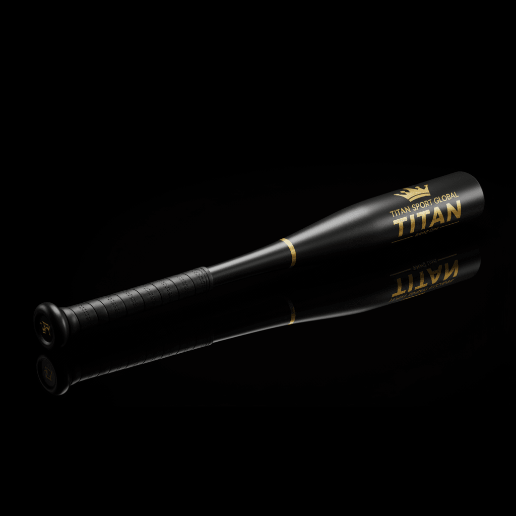 TITAN Baseball Bat Blackout Crown — matte black with gold crown logo