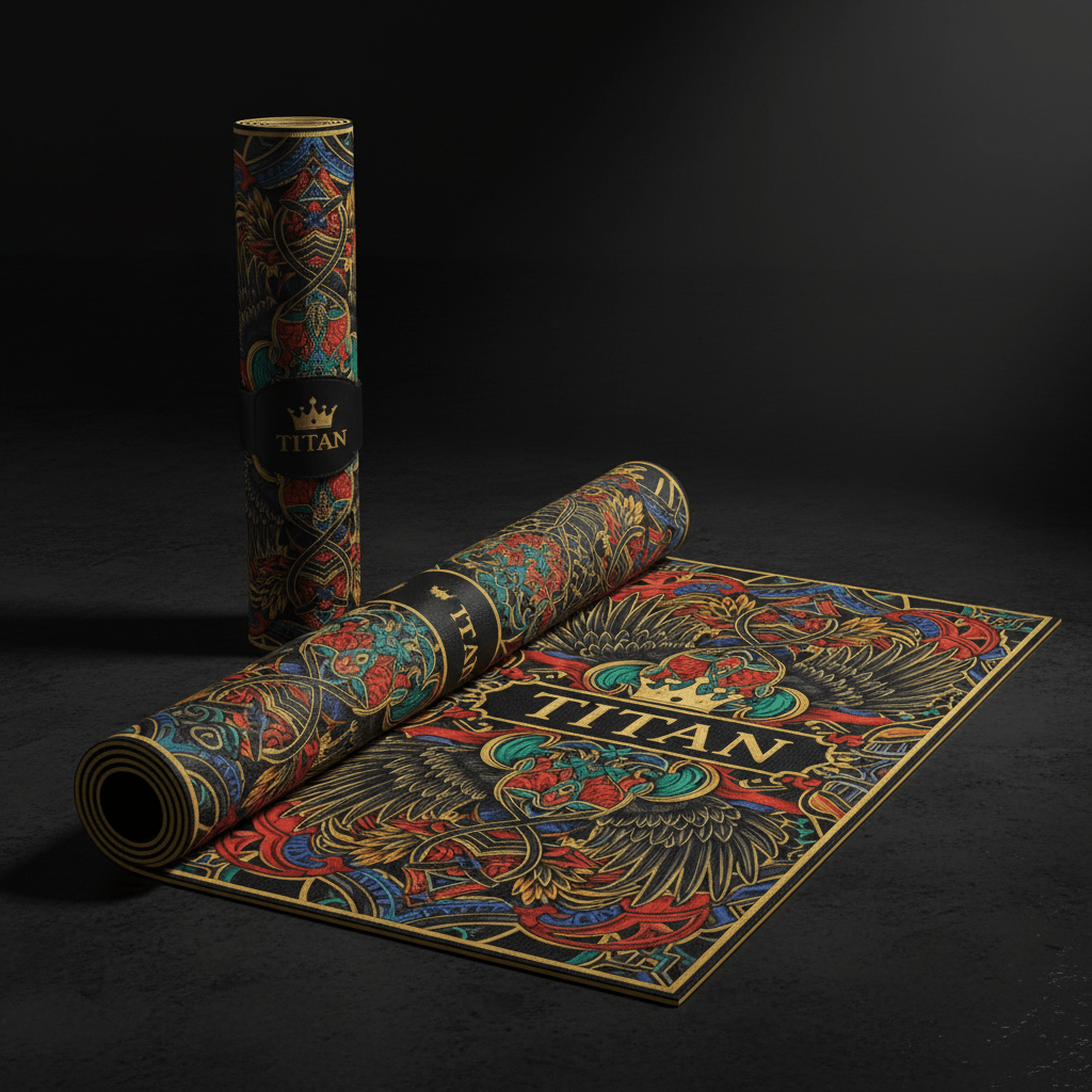 TITAN Printed Yoga Mat - Black & Gold Crown Edition