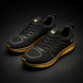 TITAN Running Shoes Black Gold Lightweight Athletic Sneakers Crown Edition