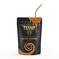 TITAN Protein Shake Pouch Salted Caramel — matte black pouch