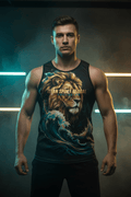 TITAN Gold Teal Lion Ocean Wave Performance Tank