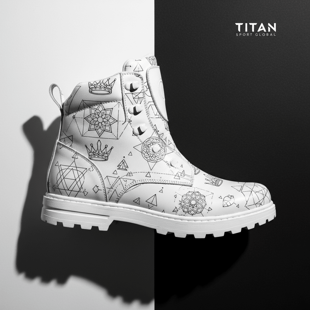 TITAN Hiking Boot — Geometric Crown White Tattoo Edition