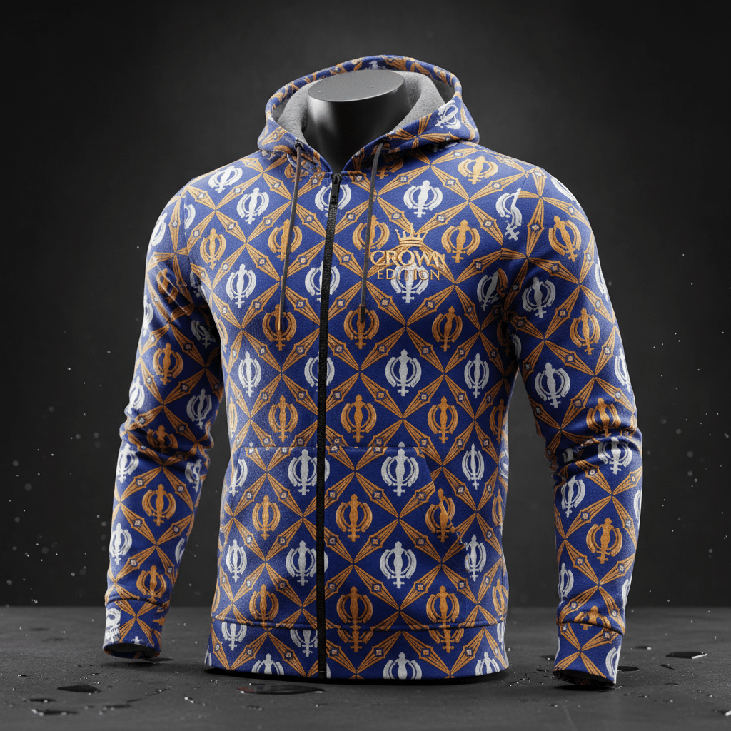 TITAN Sikh Nishan Sahib Zip-Up Hoodie — Khalsa Edition