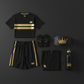 TITAN Men's Training Starter Kit — T-Shirt, Shorts, Compression Tights, Gym Gloves, Lifting Belt & Water Bottle flat lay