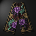 TITAN Crown Edition Tattoo Art Women's Lounge Wide-Leg Pants - bold lotus koi tattoo artwork on matte black modal fabric