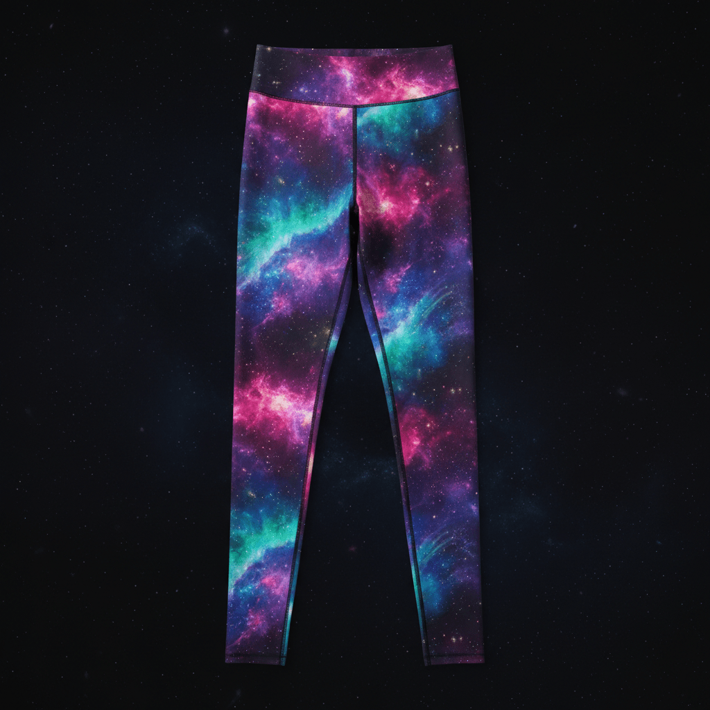 TITAN Women's High-Waist Leggings — Galaxy Nebula cosmic colorful design