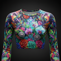TITAN Women’s Neon Hummingbird Crystal Garden Long Sleeve Crop — Xochiquetzal Edition