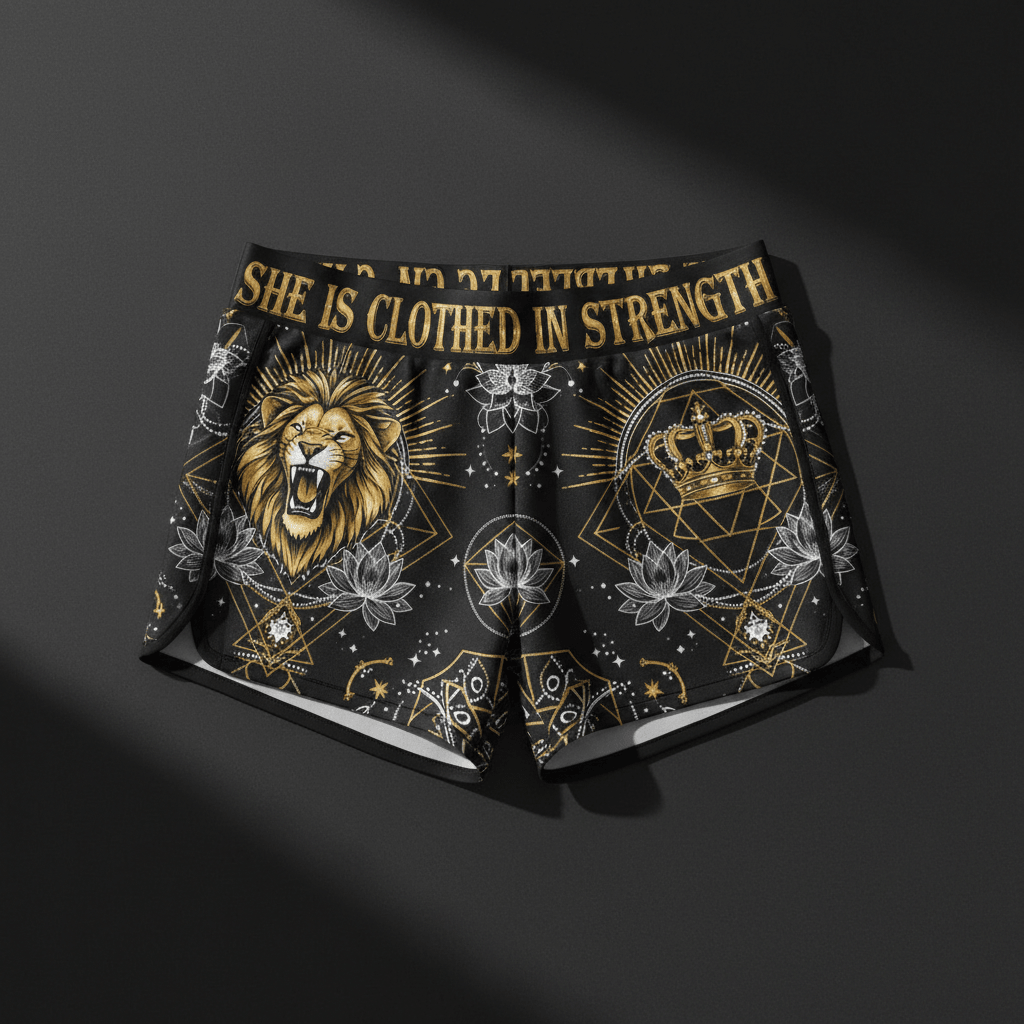 TITAN Women's Shorts She Is Clothed In Strength Crown Edition flat lay