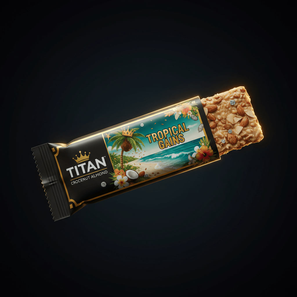 TITAN Protein Bar Coconut Almond - Tropical Gains Crown Edition Design
