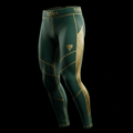 TITAN compression leggings in forest green with gold accents - warrior edition