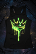 TITAN Women's Neon Drip Crown Tank Top flat lay Electric SWAG Edition
