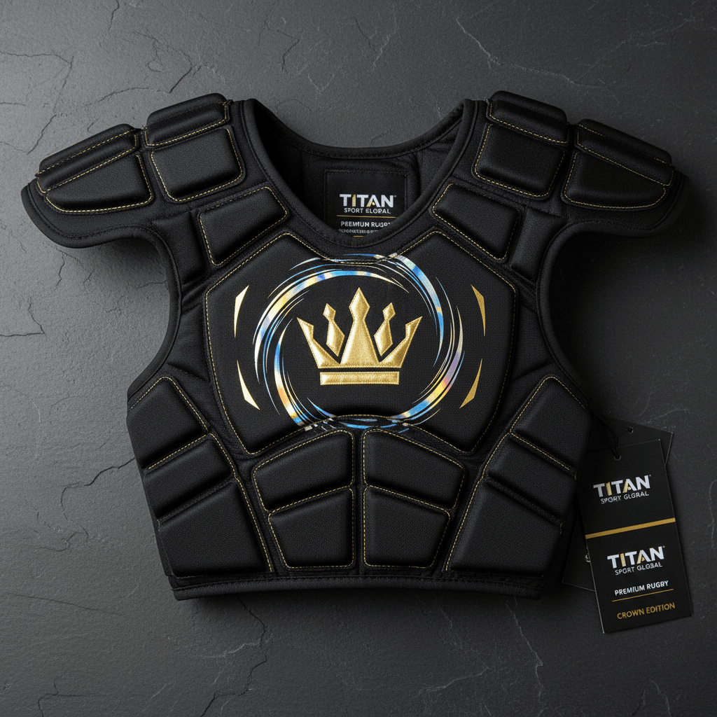 TITAN Crown Edition Rugby Shoulder Pads Matte Black Gold