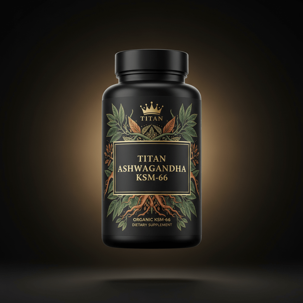 TITAN Ashwagandha Organic KSM-66 supplement bottle