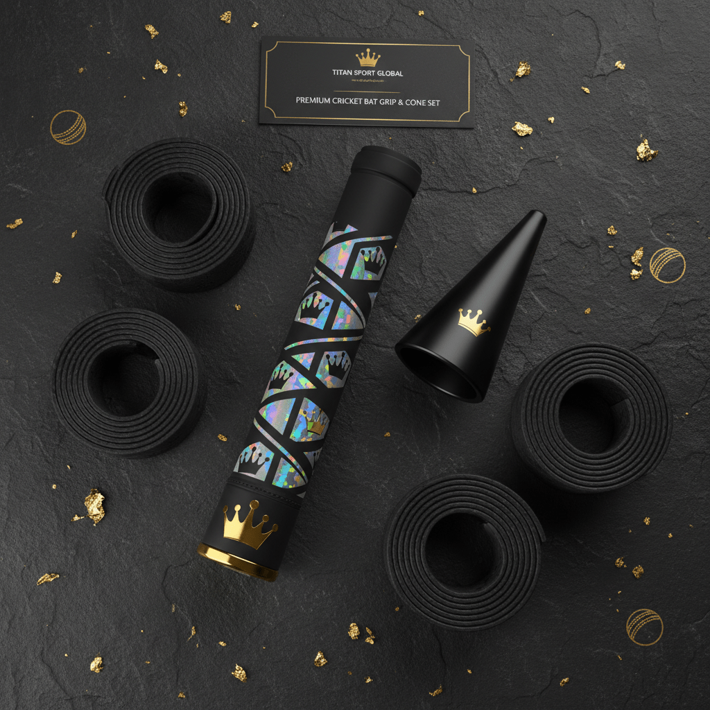 TITAN Crown Edition Cricket Bat Grip Cone Set Matte Black Gold