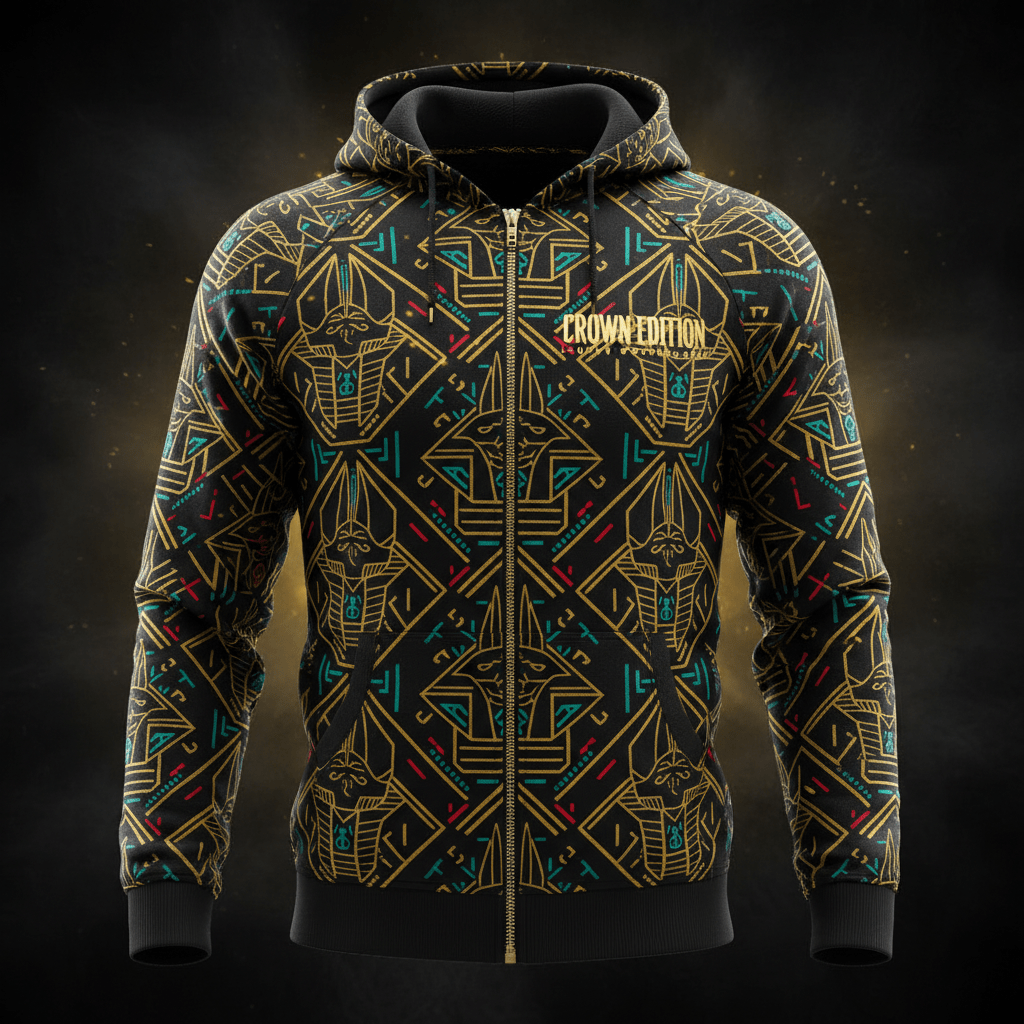 TITAN Egyptian Anubis Zip-Up Hoodie — Guardian Edition