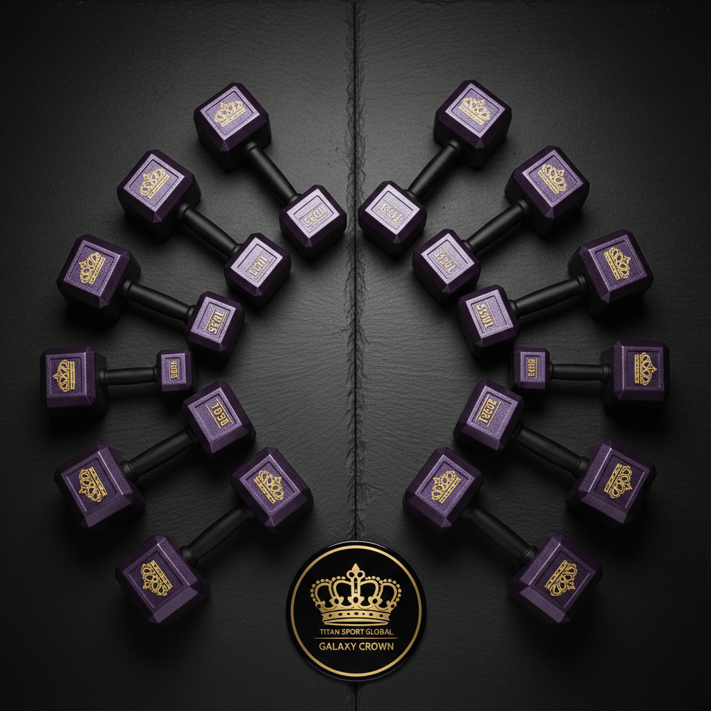 TITAN Dumbbell Set Galaxy Crown Edition flat lay