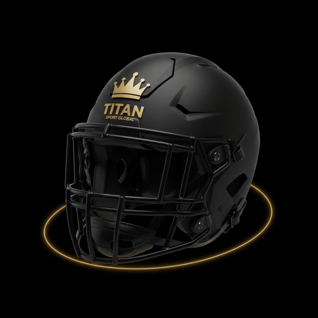 TITAN Football Helmet Blackout Crown — matte black with gold crown logo