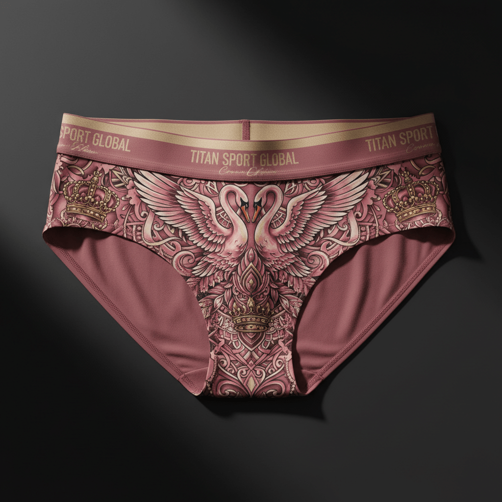TITAN Crown Edition Women's Swan Queen Sport Briefs — Dusty Rose & Champagne