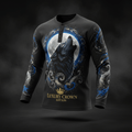TITAN Men's Wolf Moon Henley Long Sleeve Crown Edition — bold tattoo-style wolf moon artwork