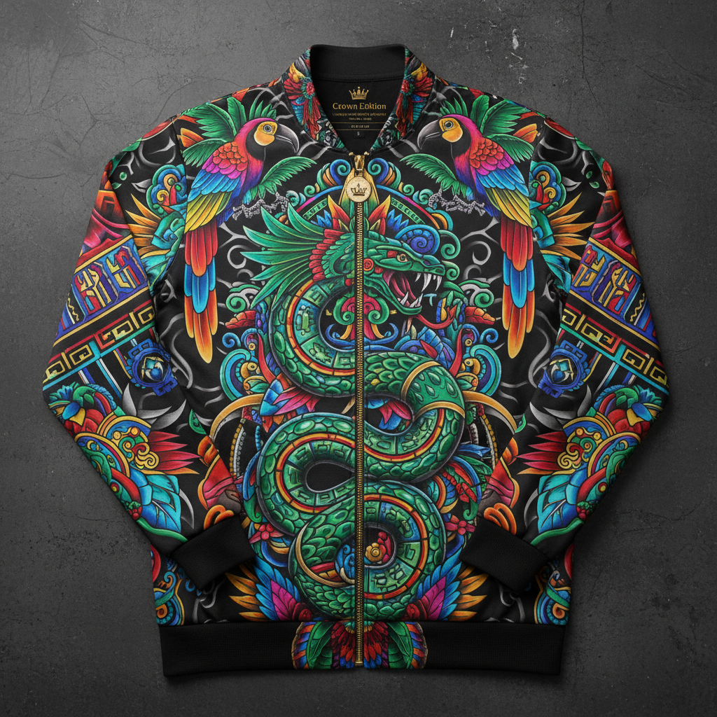 TITAN Plus Men's Quetzalcoatl Feathered Serpent Zip Jacket — Inclusive Crown Edition