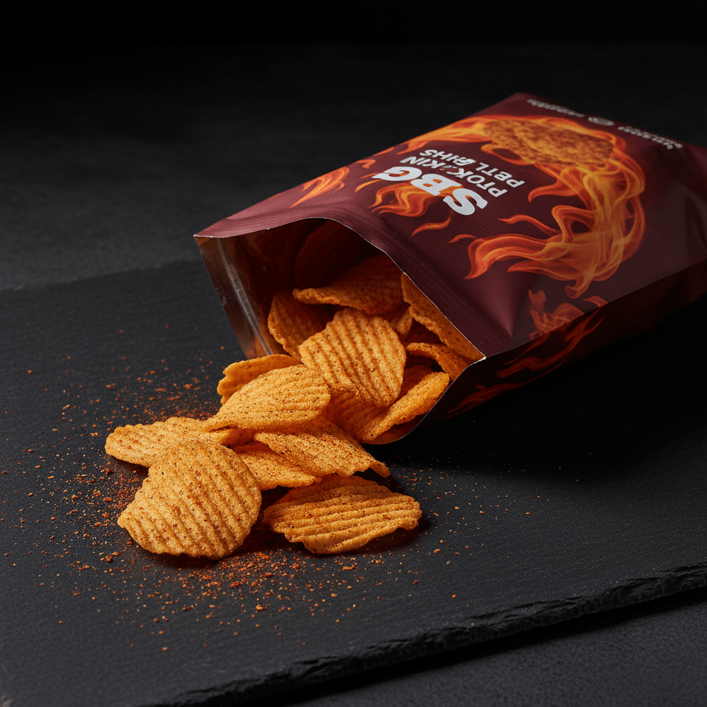 TITAN Protein Lentil Chips – Smoky BBQ, premium product photography