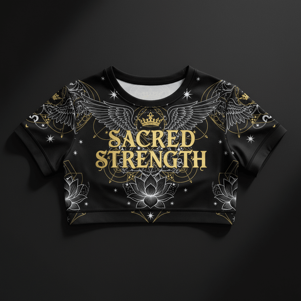 TITAN Women's Crop Top Sacred Strength Crown Edition flat lay