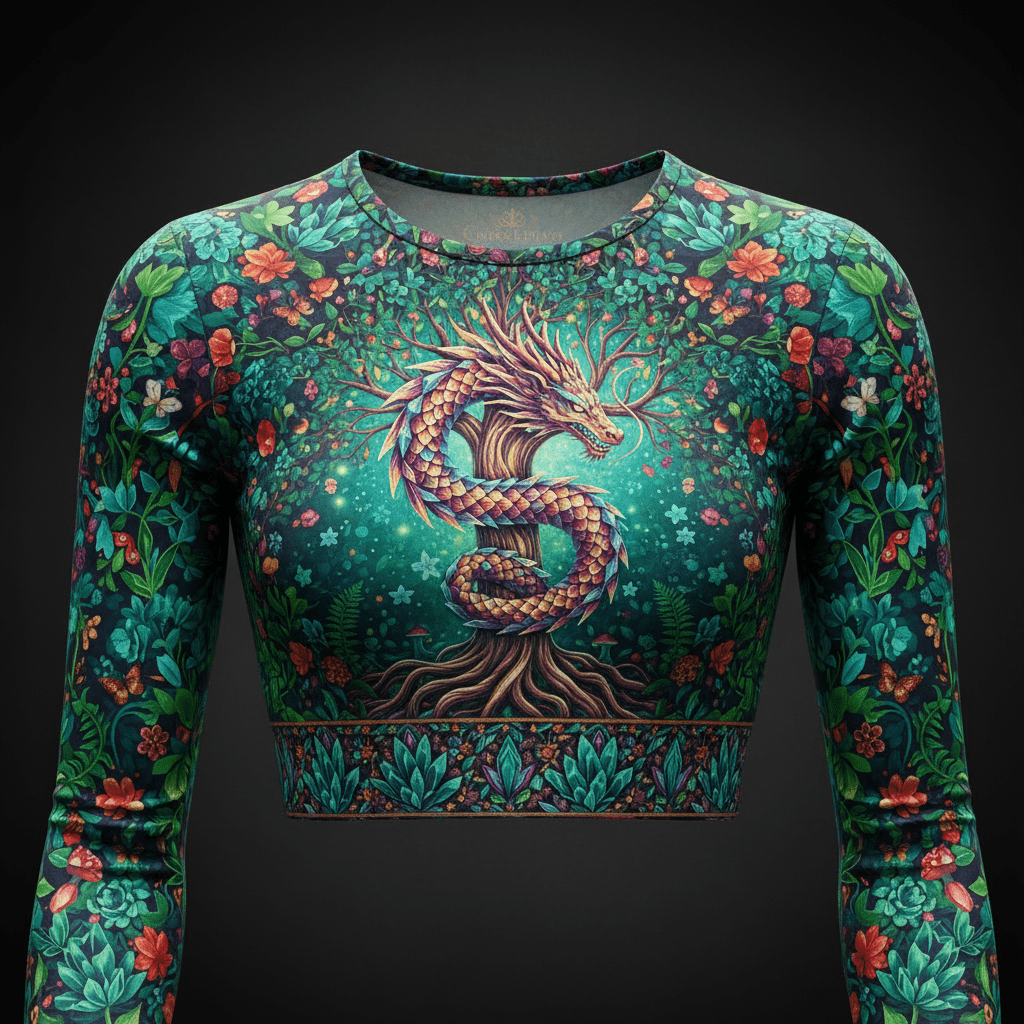 TITAN Women’s Enchanted Forest Dragon Long Sleeve Crop — Fae Edition
