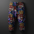 TITAN Crown Edition Tattoo Art Men's Lounge Cargo Joggers - bold colorful tattoo artwork on matte black fabric
