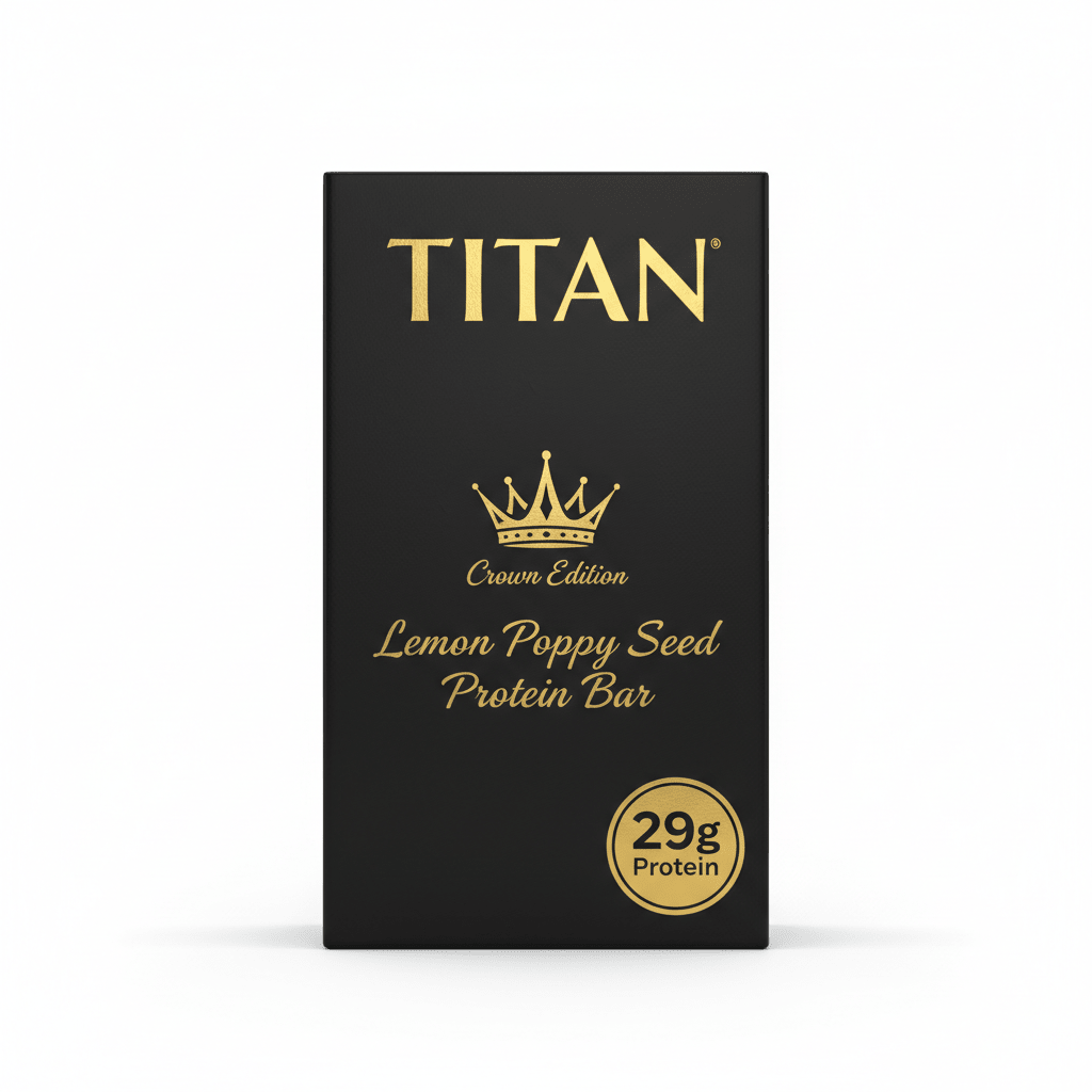 TITAN Lemon Poppy Seed Protein Bar Crown Edition packaging