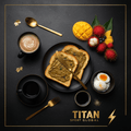 TITAN Singaporean Kaya Toast Egg Breakfast flat lay dark luxury