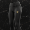 TITAN Volleyball Leggings Crown Edition matte black gold crown logo thigh high-waist 4-way stretch compression ghost mannequin